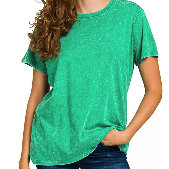 Zenana Washed Short Sleeve T-Shirt - Picture 1 of 3